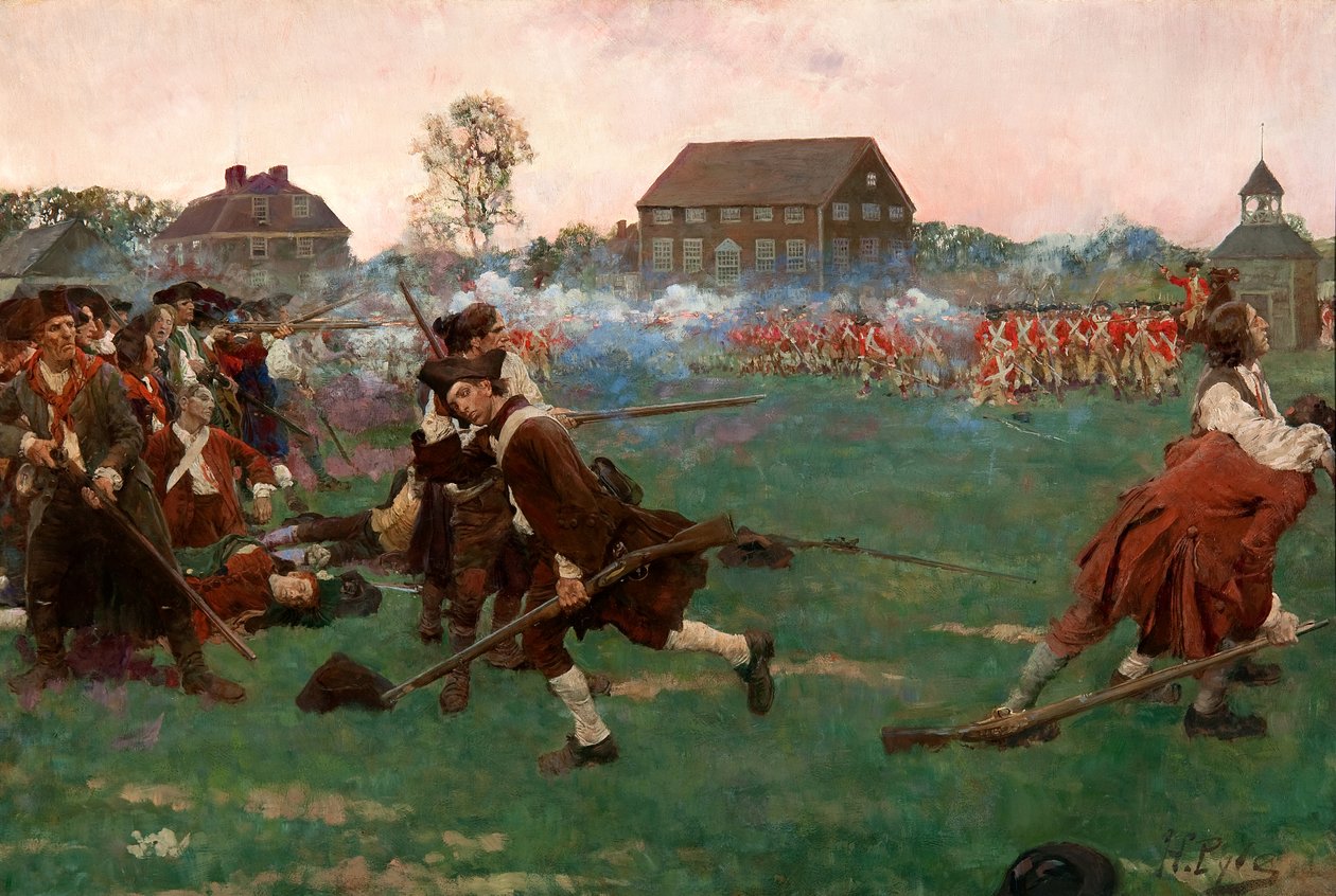 Het gevecht op Lexington Common, 19 april door Howard Pyle