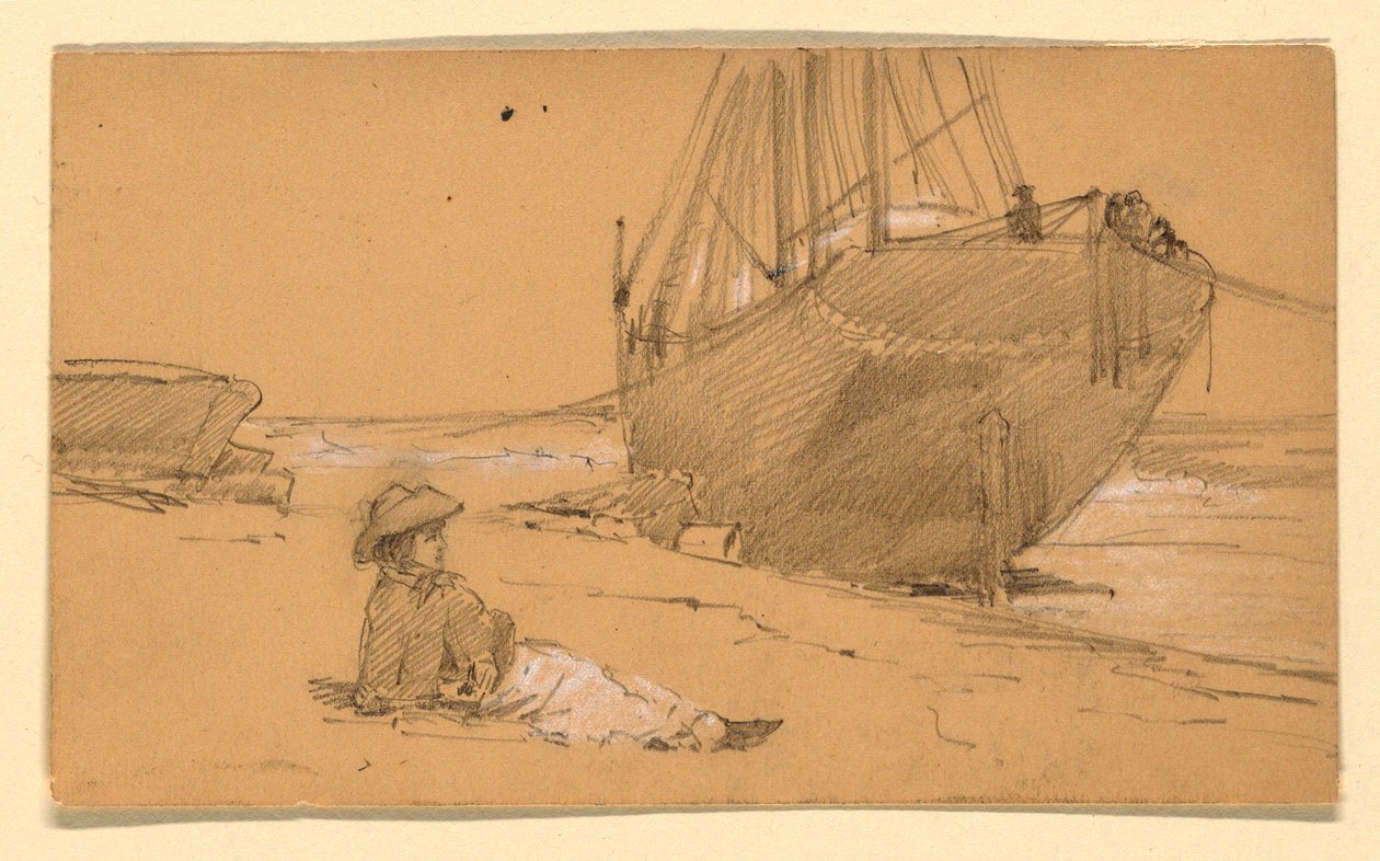 Tekening, Aan de kust, 1884 door Howard Russell Butler
