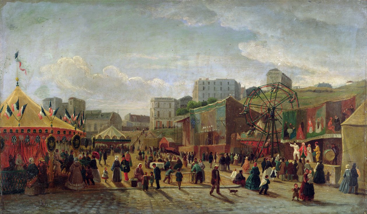 Een Kermis, Place Saint-Pierre, Montmartre in 1861 door Hubert