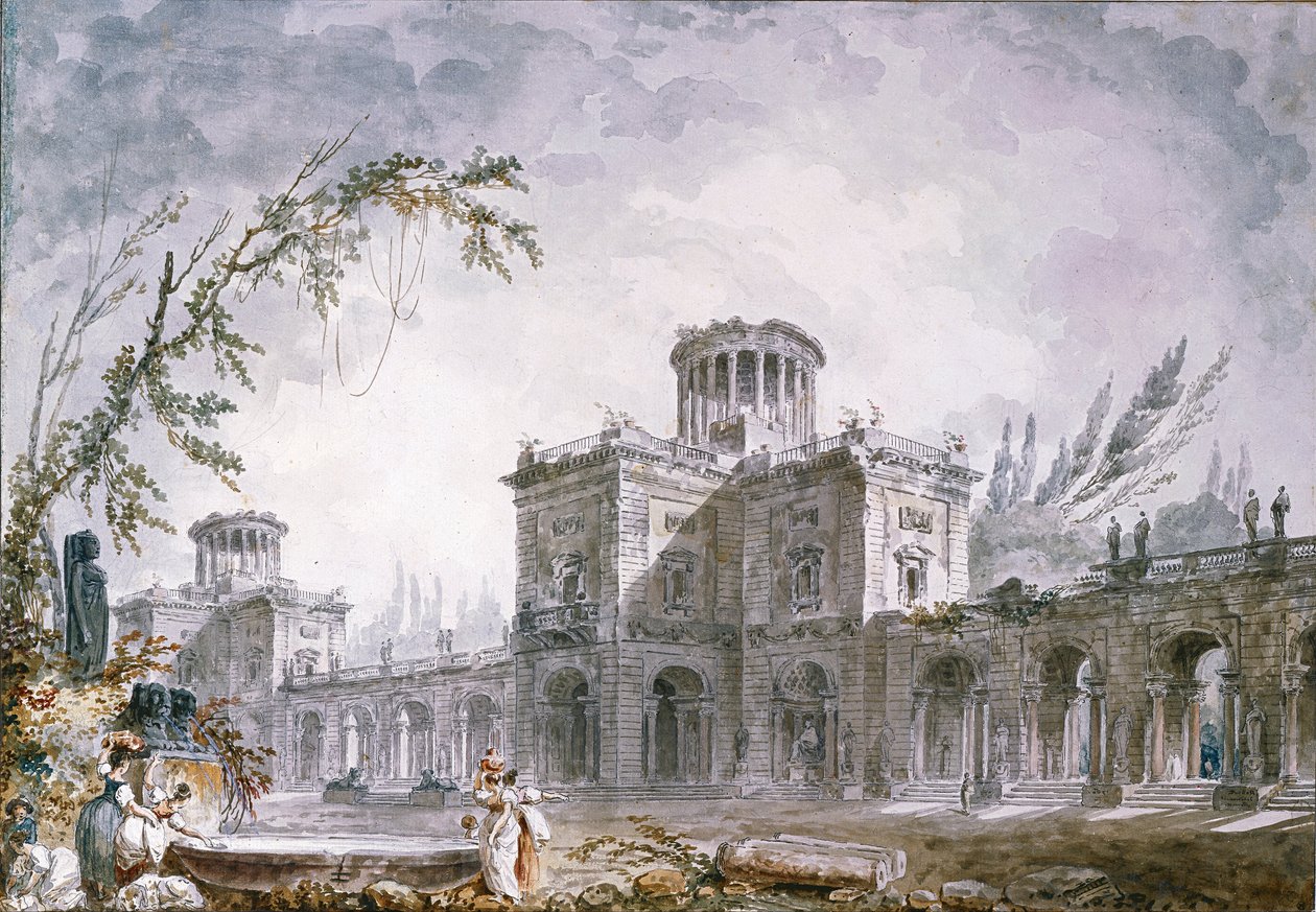 Architectonische fantasie, 1760 door Hubert Robert