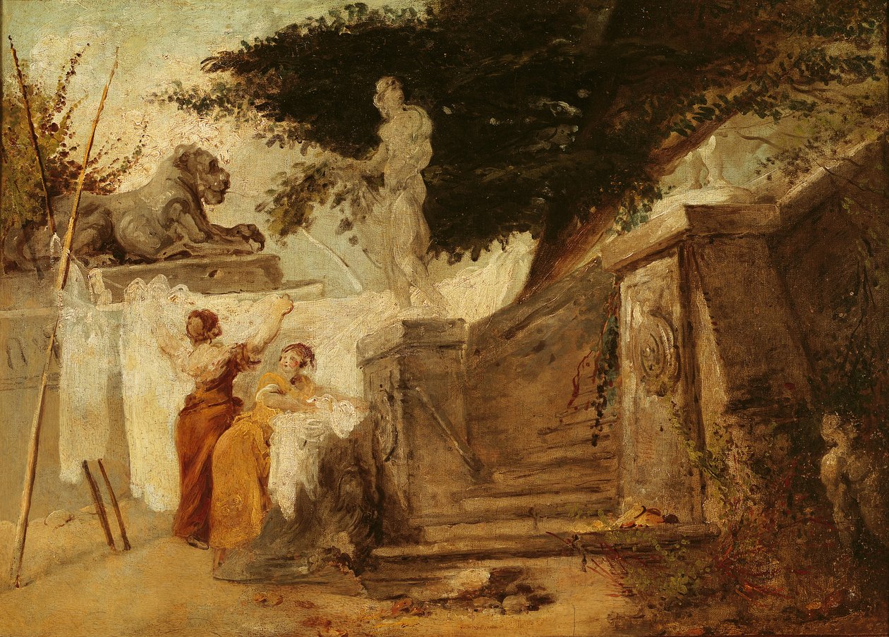 Wasvrouwen in een Tuin, c.1756-61 door Hubert Robert