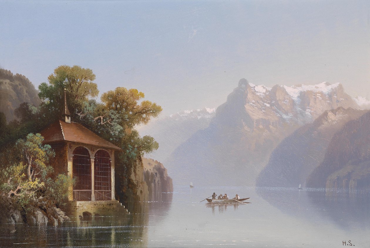 Uitzicht op kasteel Chillon aan het Meer van Genève door Hubert Sattler