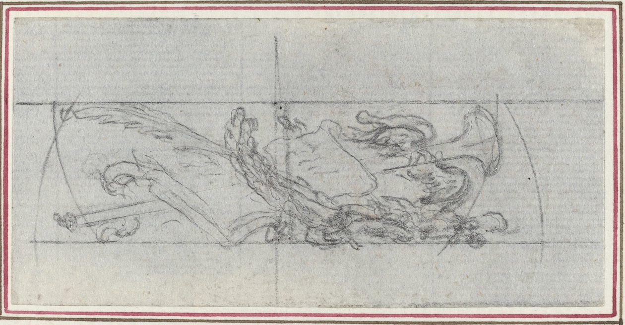 Een Ornament met Symbolen door Hubert Francois Gravelot