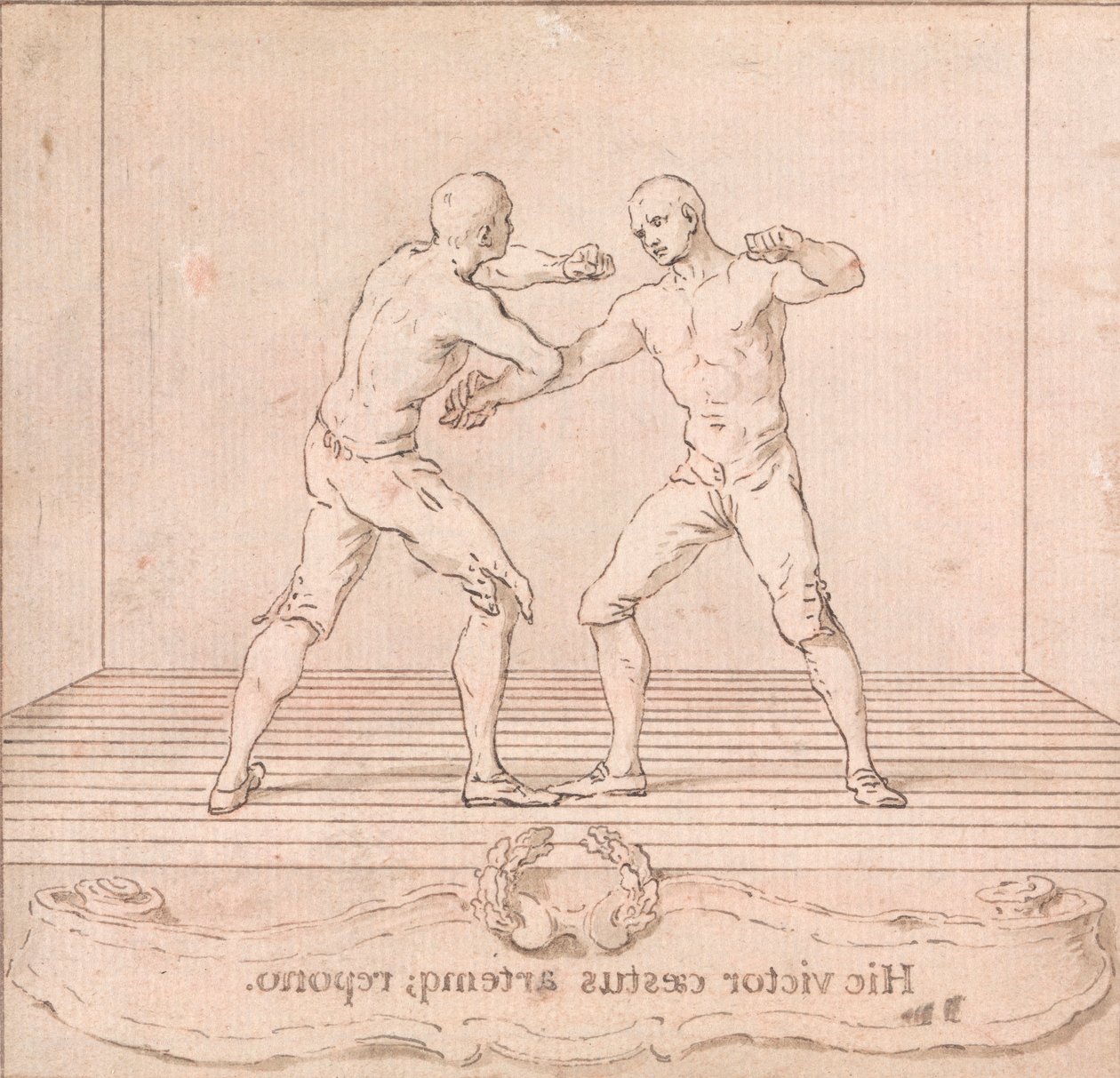 Twee prijsvechters door Hubert Francois Gravelot
