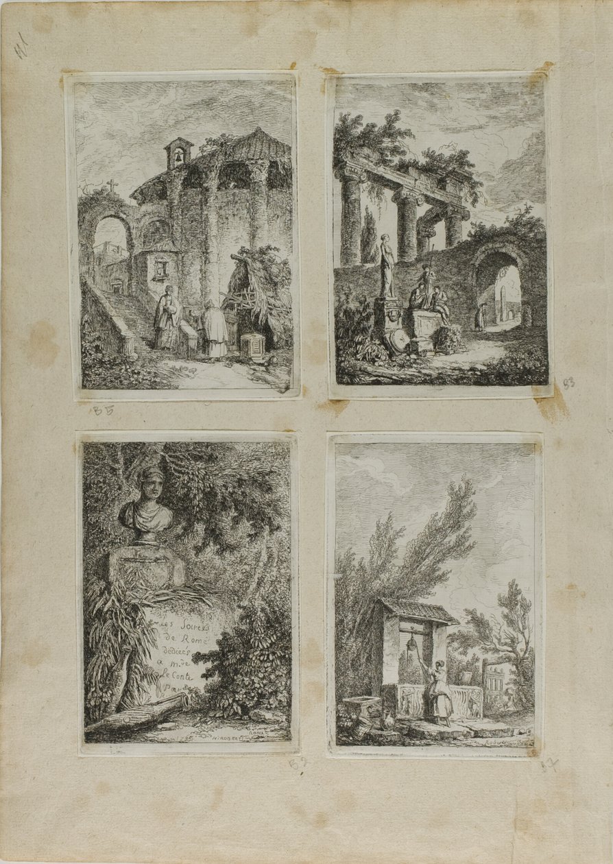 Avonden in Rome door Hubert Robert