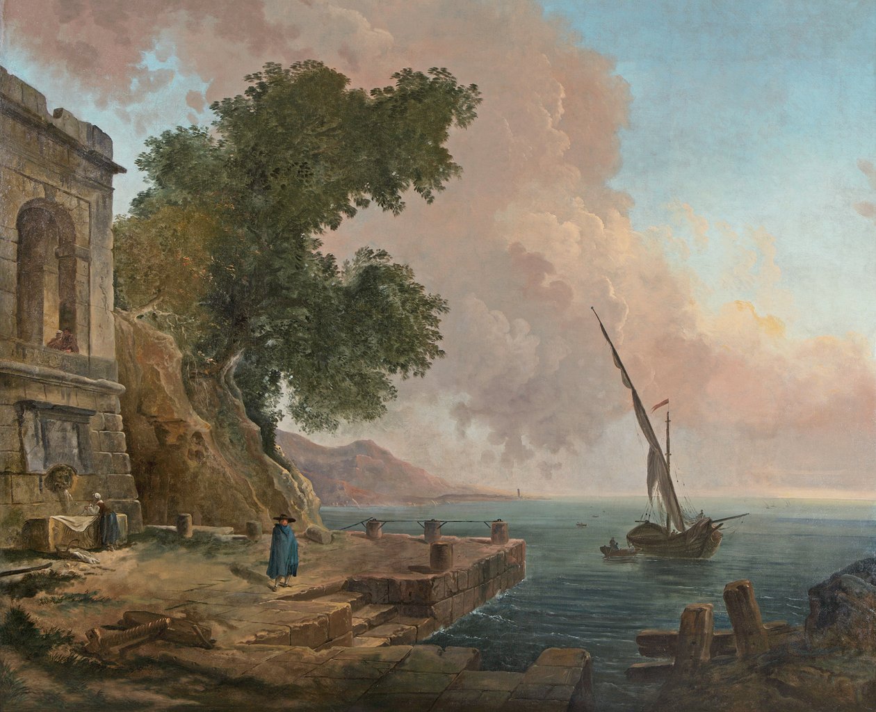 Frans: Embarcadère méditerranéen door Hubert Robert