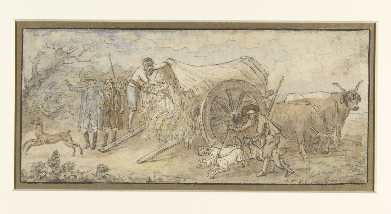Huifkar in de Campagna door Hubert Robert