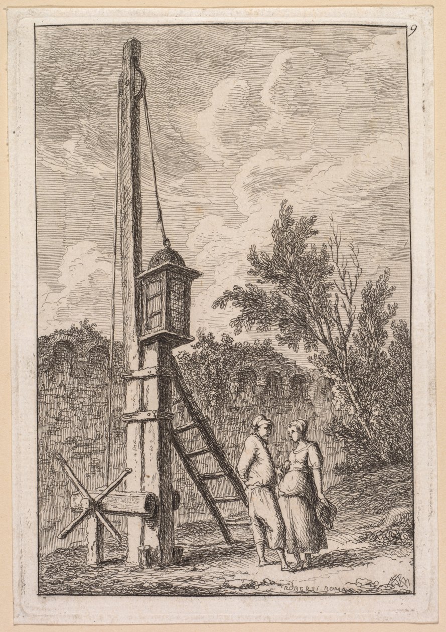 Les Soirées de Rome: Le Poteau door Hubert Robert