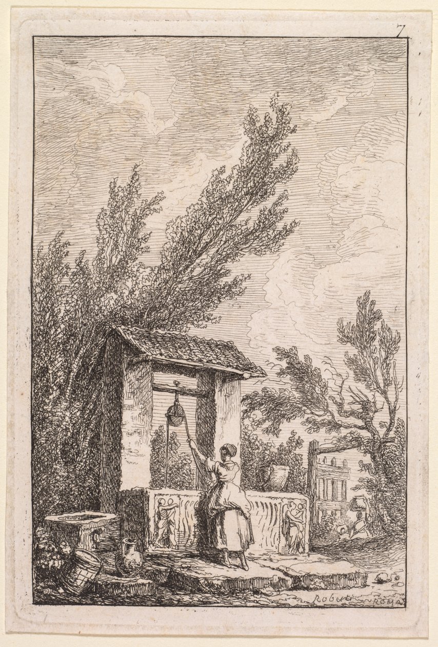 Les Soirées de Rome: Le Puits, 1763-1764 door Hubert Robert