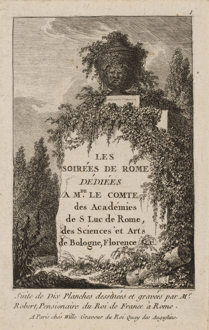 Plaat één uit Avonden in Rome door Hubert Robert