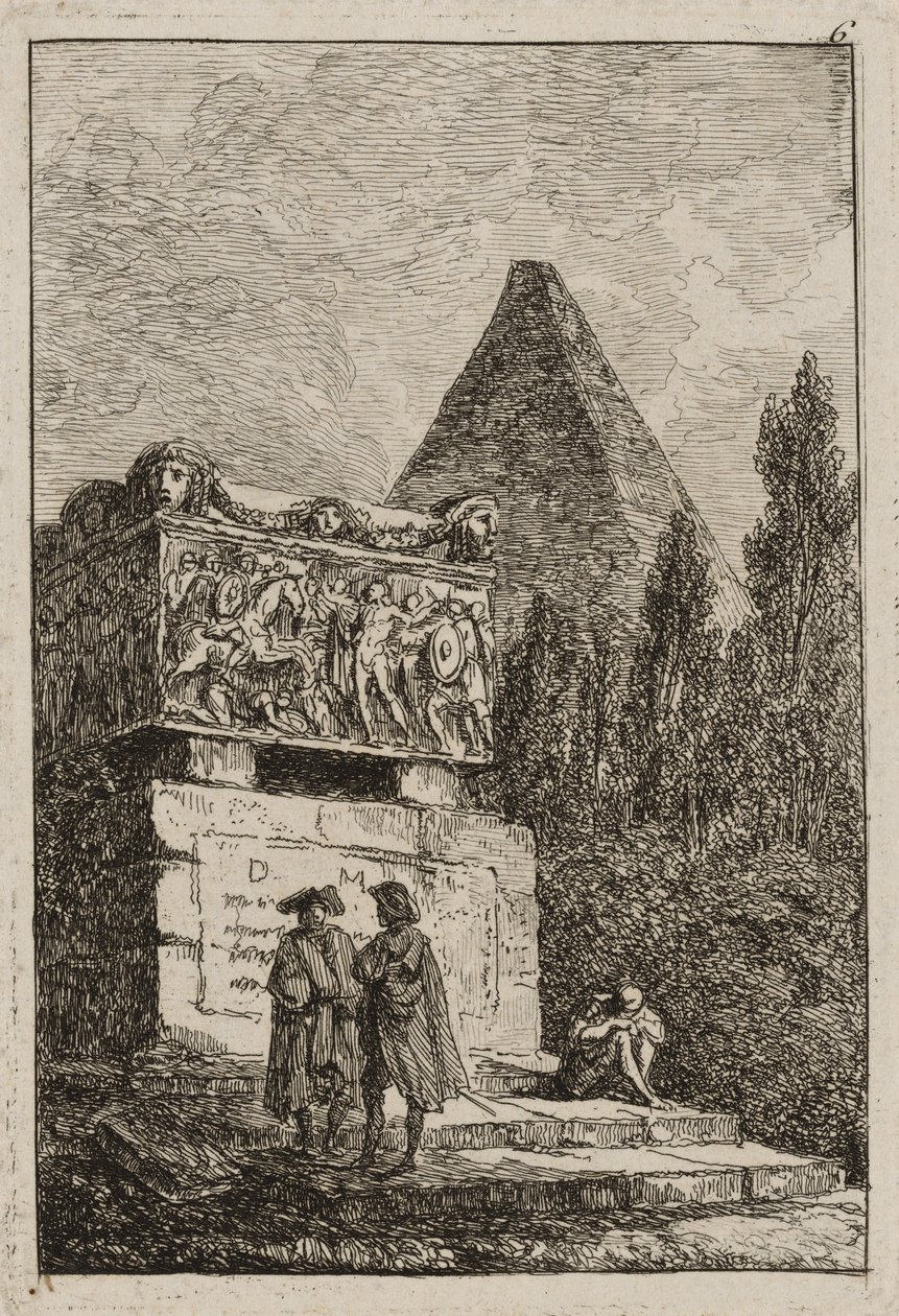 Plaat Zes uit Avonden in Rome, 1763-64 door Hubert Robert