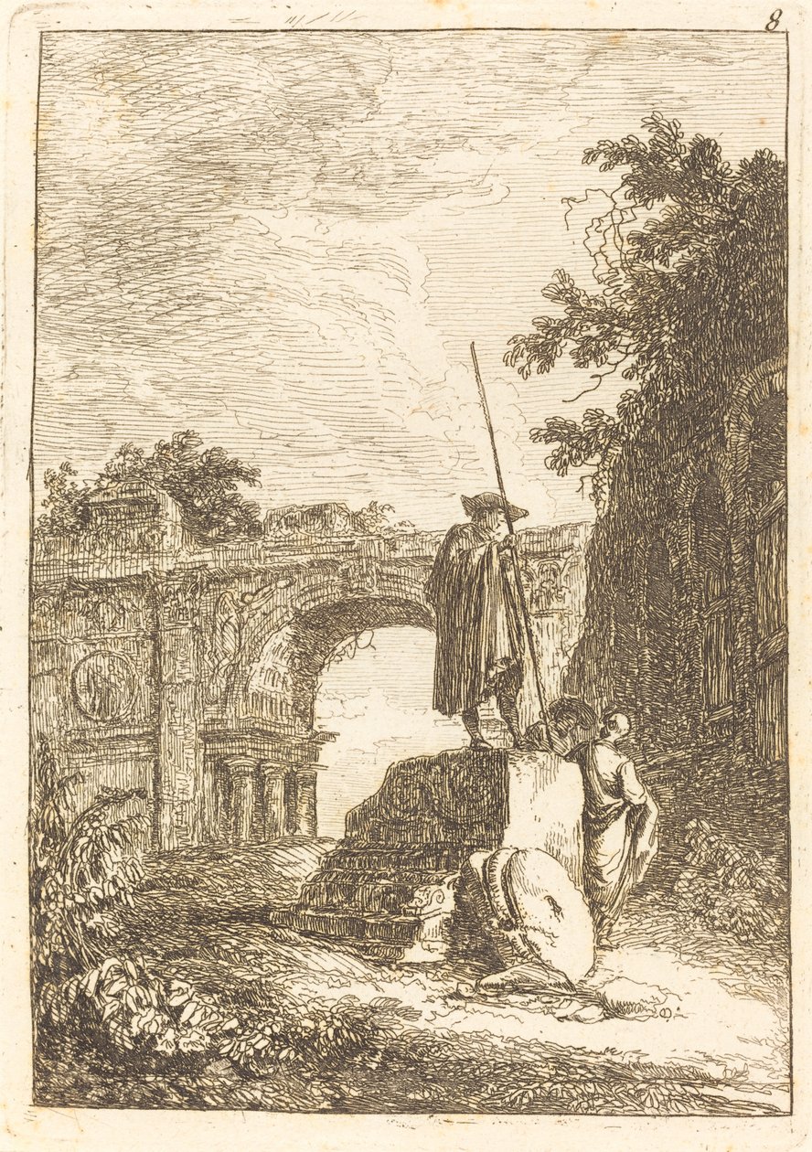 De triomfboog door Hubert Robert