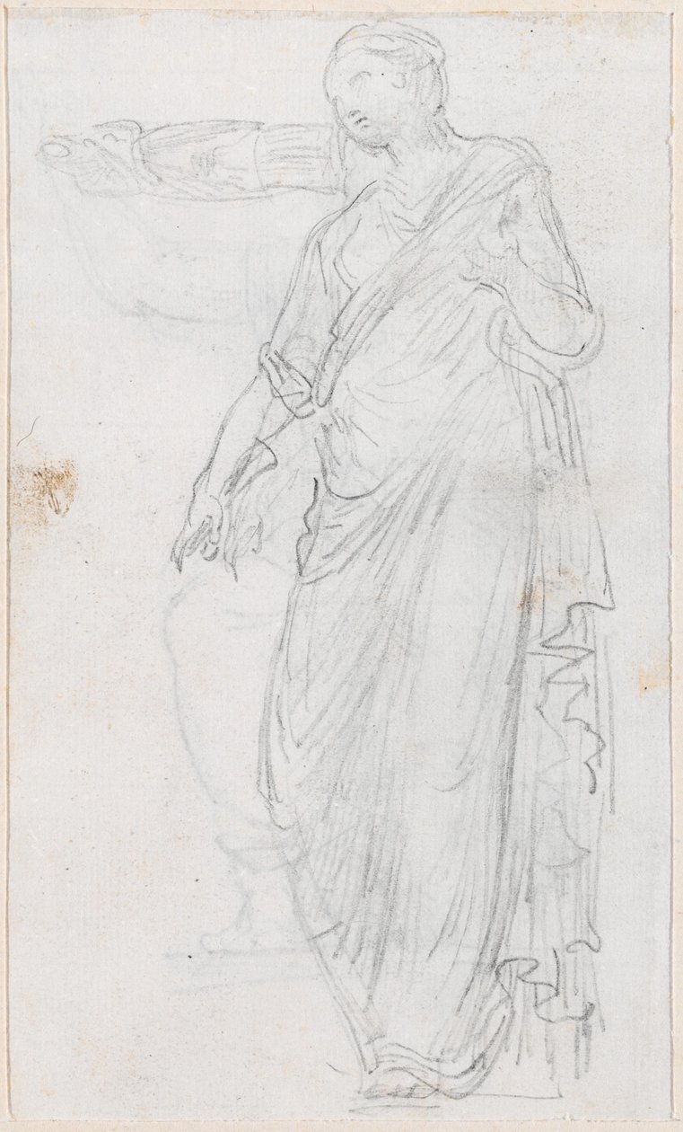Vrouw in toga [verso] door Hubert Robert