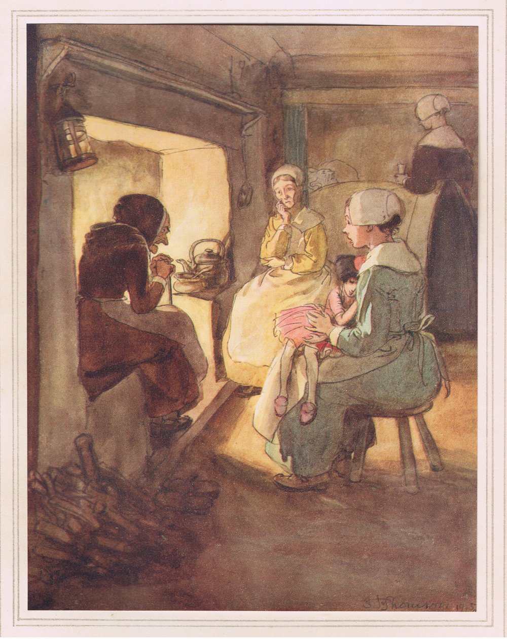 De oude dame in de schoorsteenhoek door Hugh Thomson
