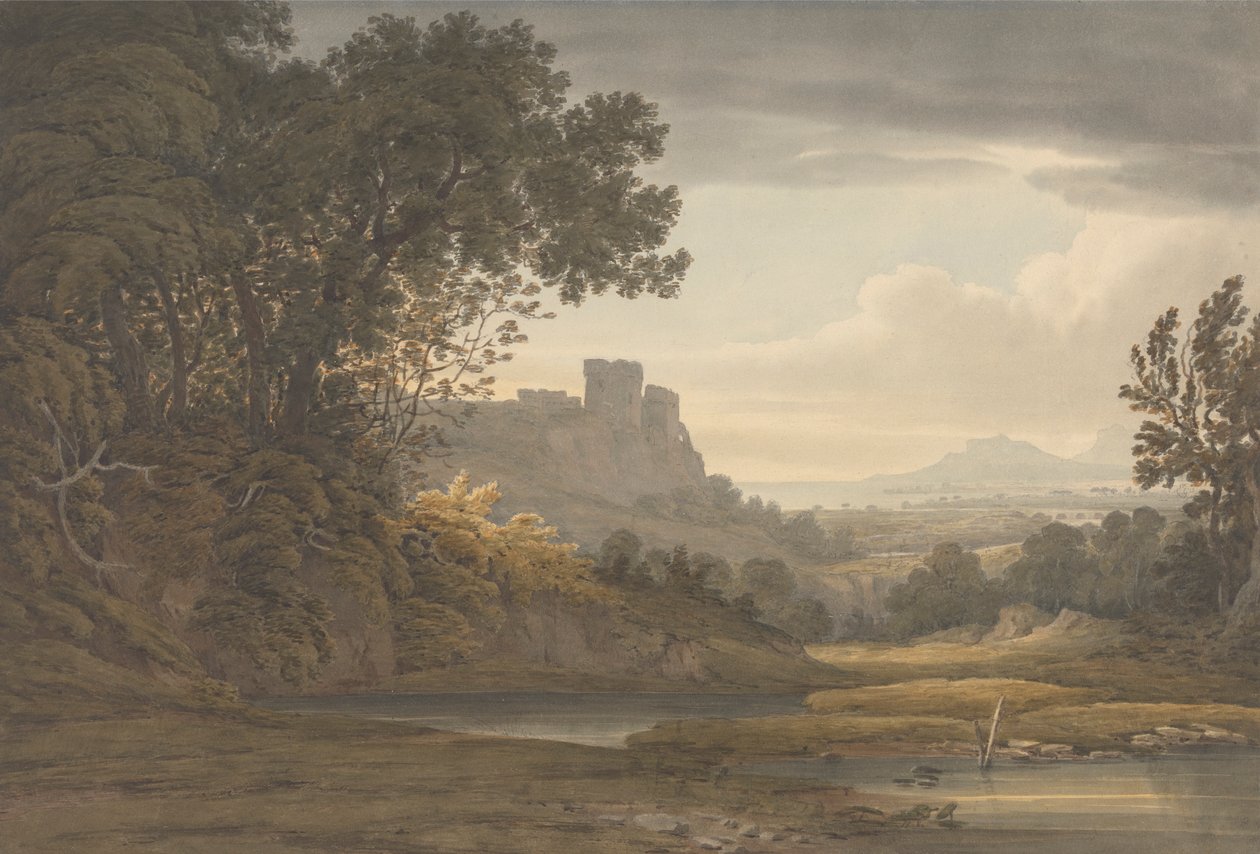 Kasteel in een landschap door Hugh William Grecian Williams