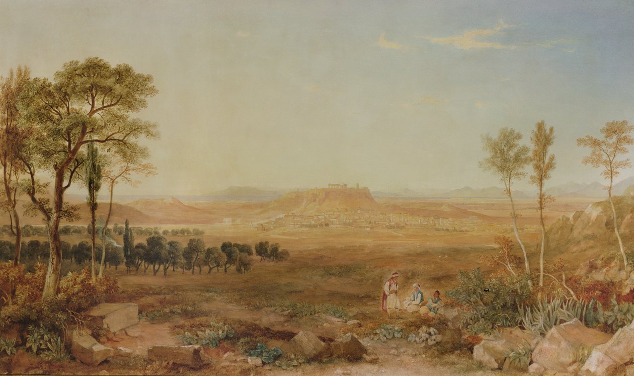 Zicht op Athene door Hugh William Williams