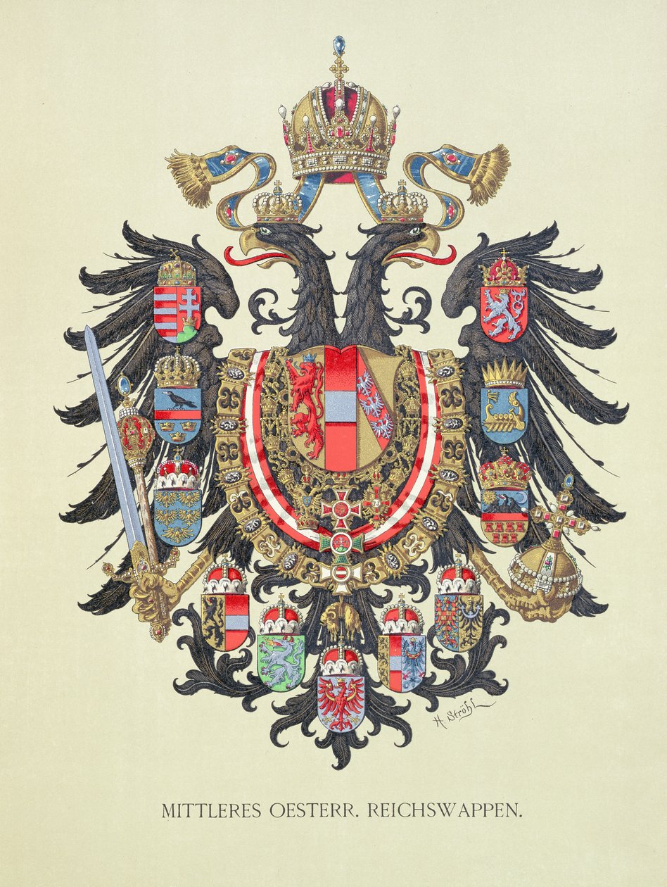 Bord met het wapen van het Oostenrijks-Hongaarse Rijk, uit 