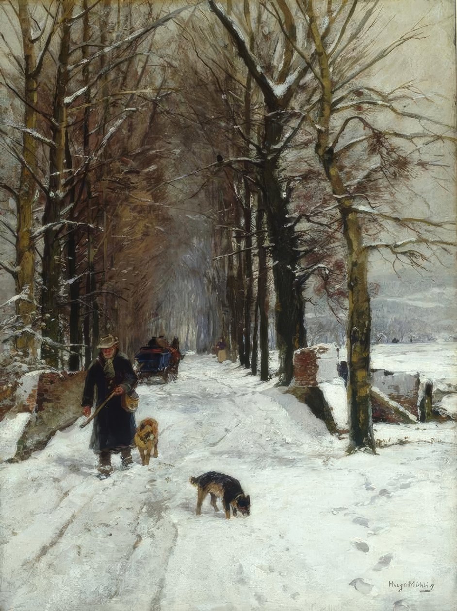 Winter op de Grafenberger Allee door Hugo Muhlig