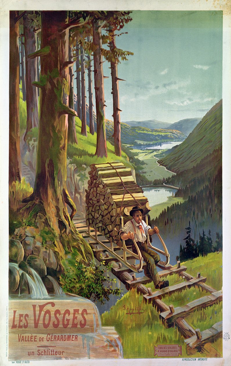 Poster die Les Vosges adverteert, 1900 door Hugo d