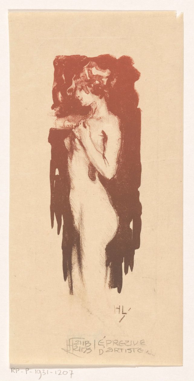 Staande naakte vrouw door Huib Luns (signed by artist)