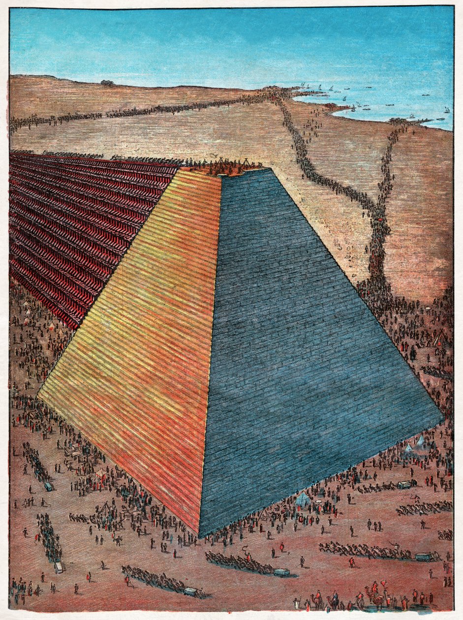 Piramide van Cheops, 1927 (gravure) door Hungarian School