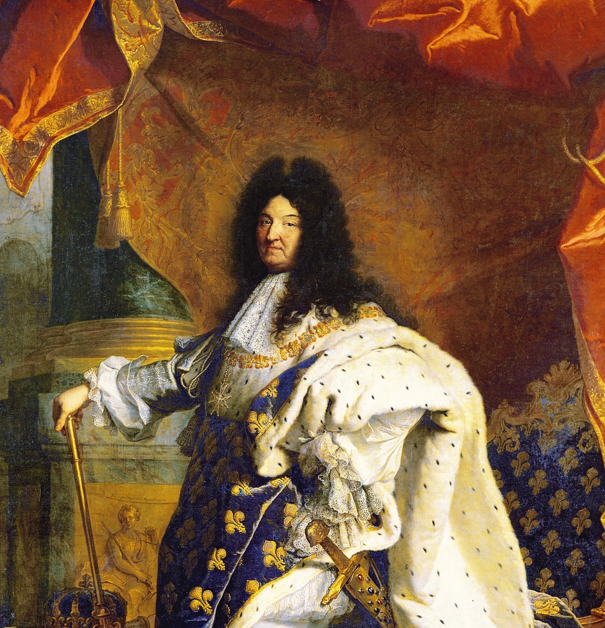 Lodewijk XIV in Koninklijk Kostuum, 1701 (detail) door Hyacinthe Francois Rigaud