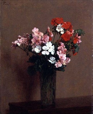 Geraniums door Ignace Henri Jean Fantin Latour