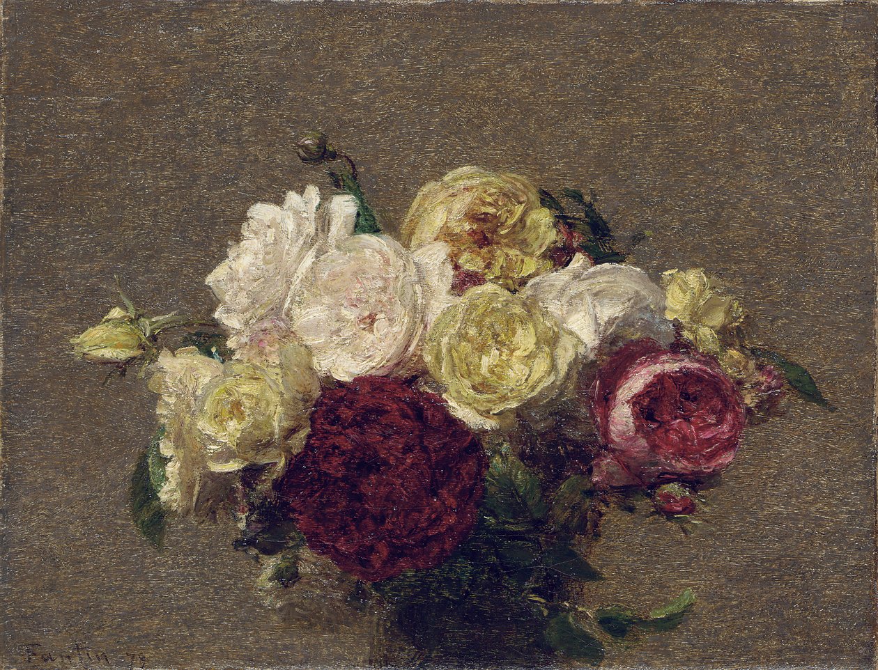 Boeket Rozen, 1879 door Ignace Henri Jean Fantin Latour