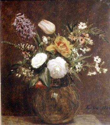 Bloemen door Ignace Henri Jean Fantin Latour