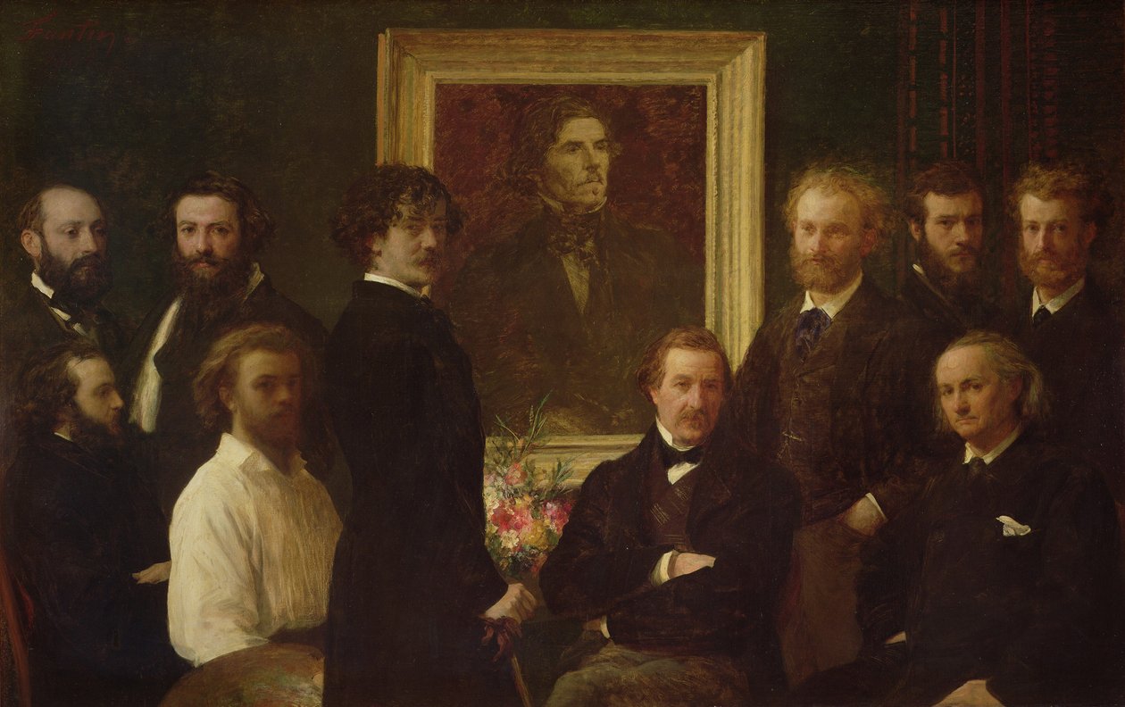 Hommage aan Delacroix door Ignace Henri Jean Fantin Latour