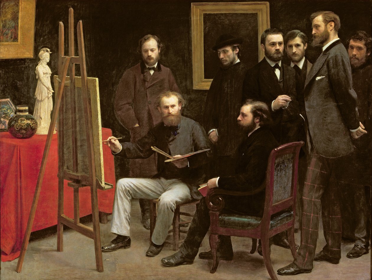 Atelier in Batignolles, 1870 door Ignace Henri Jean Fantin Latour
