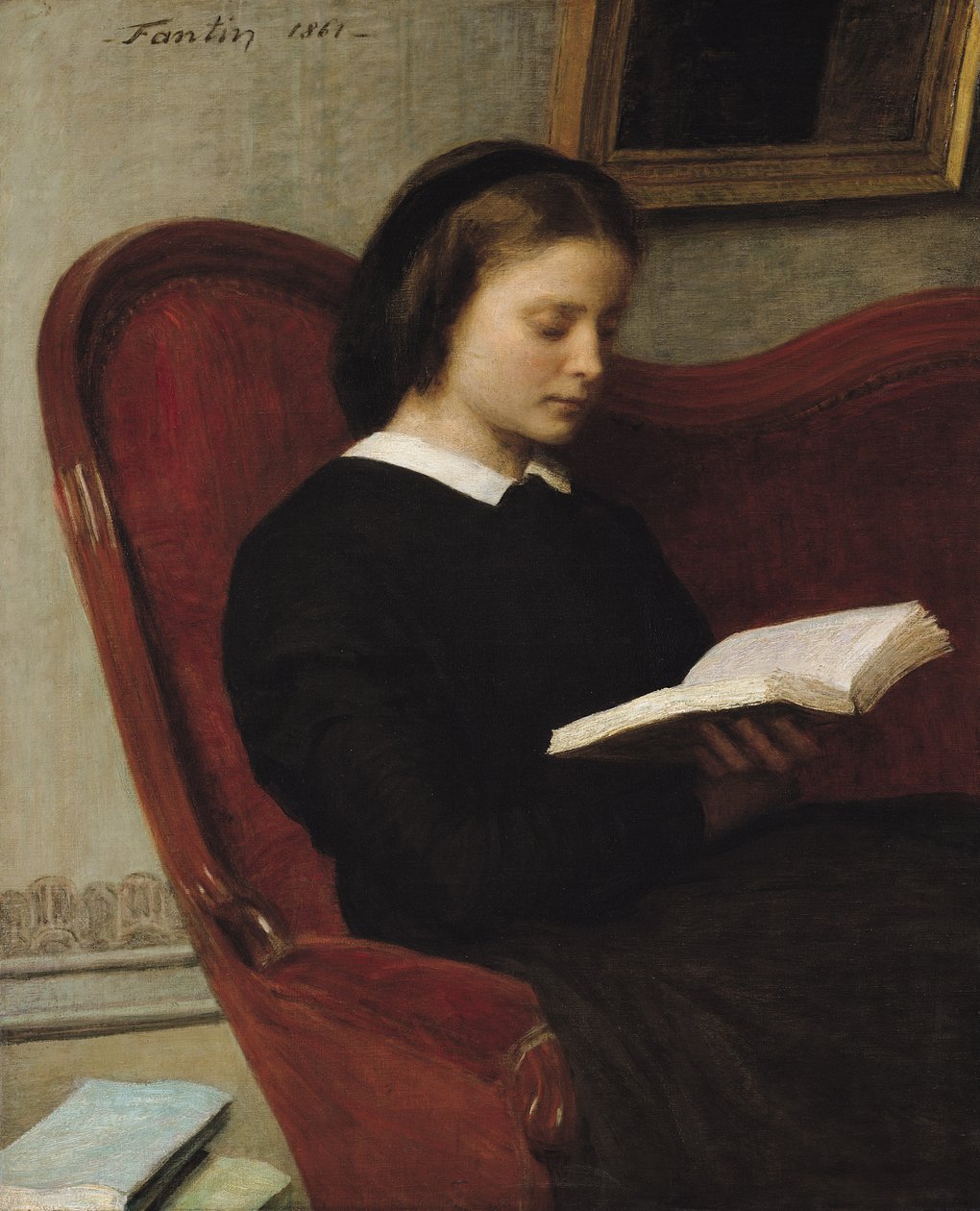 De Lezer, 1861 door Ignace Henri Jean Fantin Latour