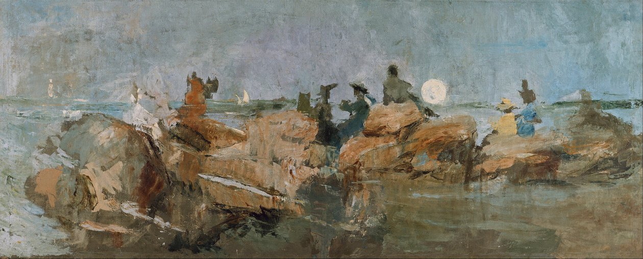 Schemering op de pier III door Ignacio Pinazo Camarlench
