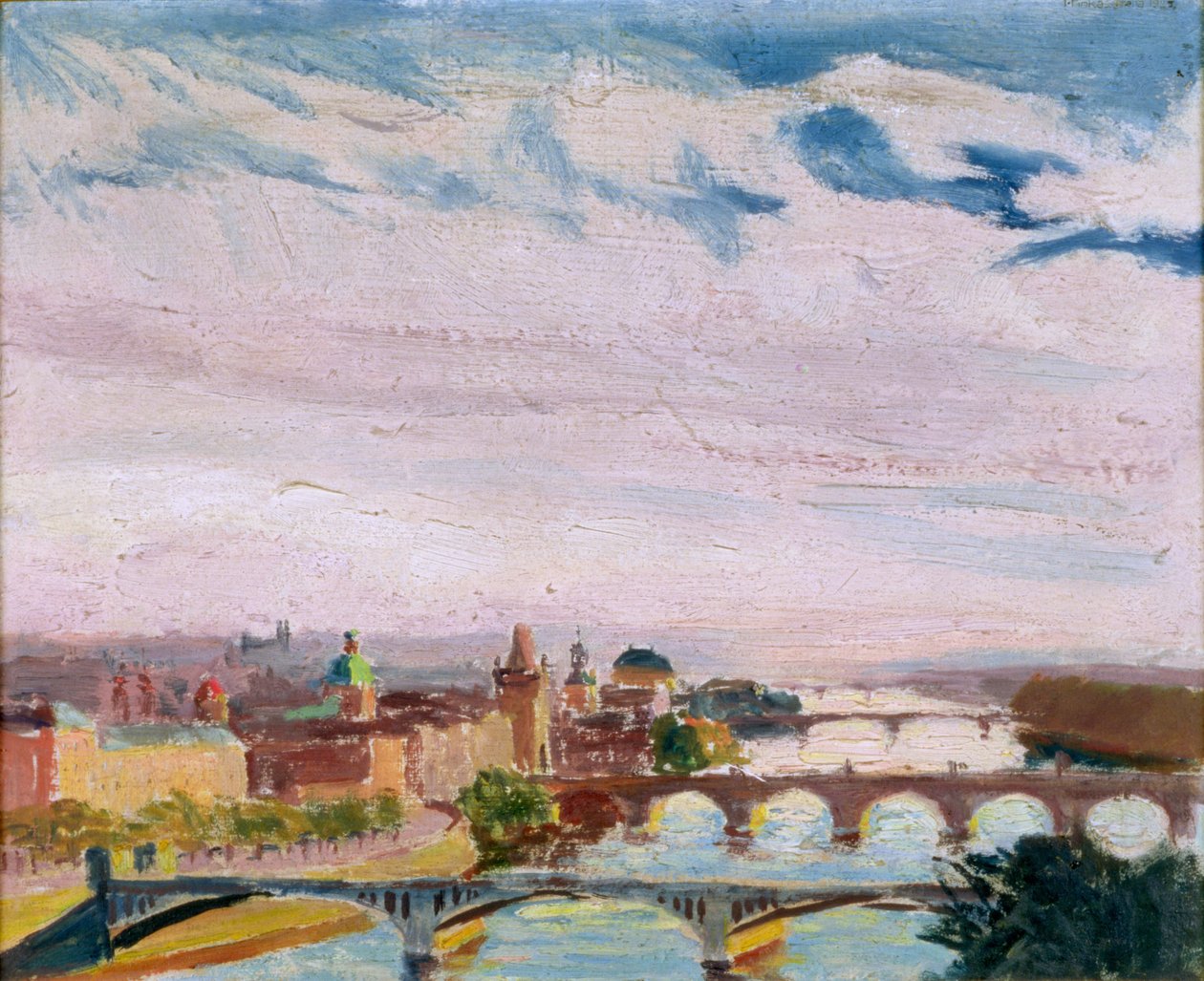 Uitzicht op Praag vanaf Letna, 1925 door Ignacy Pinkas