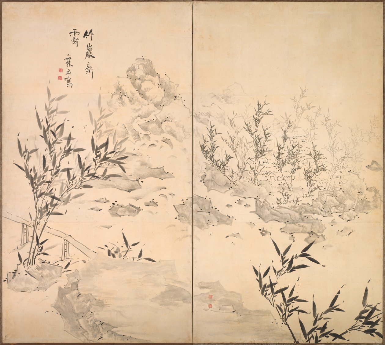 Bamboe in mooi weer na regen, midden 1700s door Ike Taiga