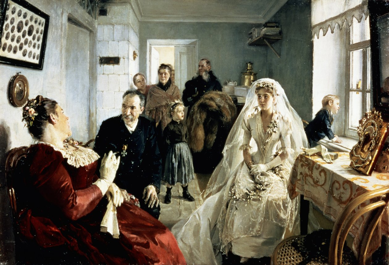 Voor de Bruiloft, 1880s door Illarion Mikhailovich Pryanishnikov