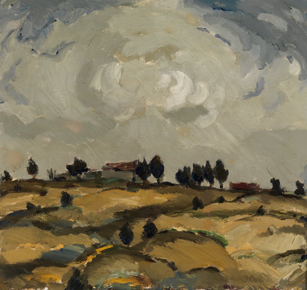 Herfstlandschap met wolken door Ilmari Aalto