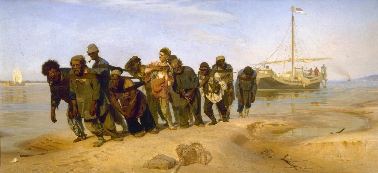 Slepers op de Wolga door Ilya Efimovich Repin