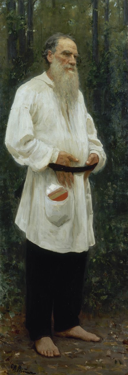 Leo Tolstoy op blote voeten door Ilya Efimovich Repin