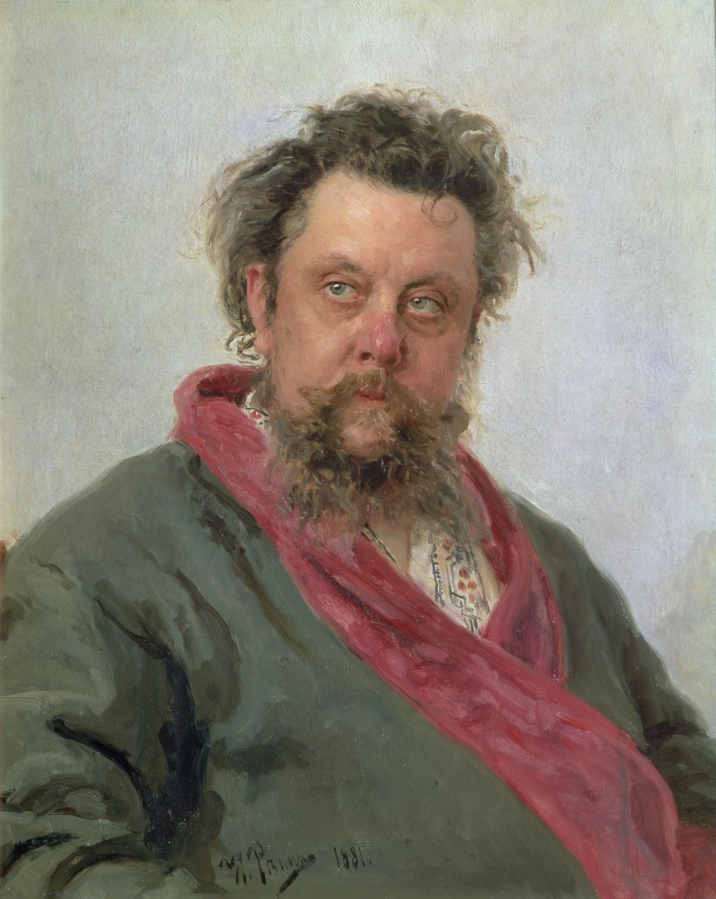 Portret van Modest Petrovich Moussorgsky (1839-81) 1881 door Ilya Efimovich Repin
