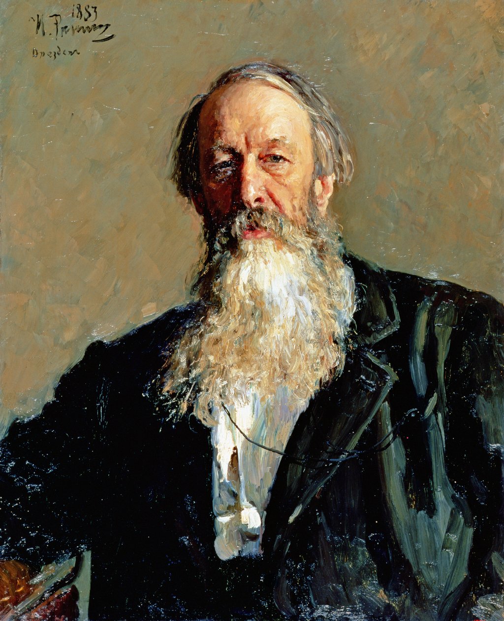 Portret van Vladimir Stasov (1824-1906) door Ilya Efimovich Repin