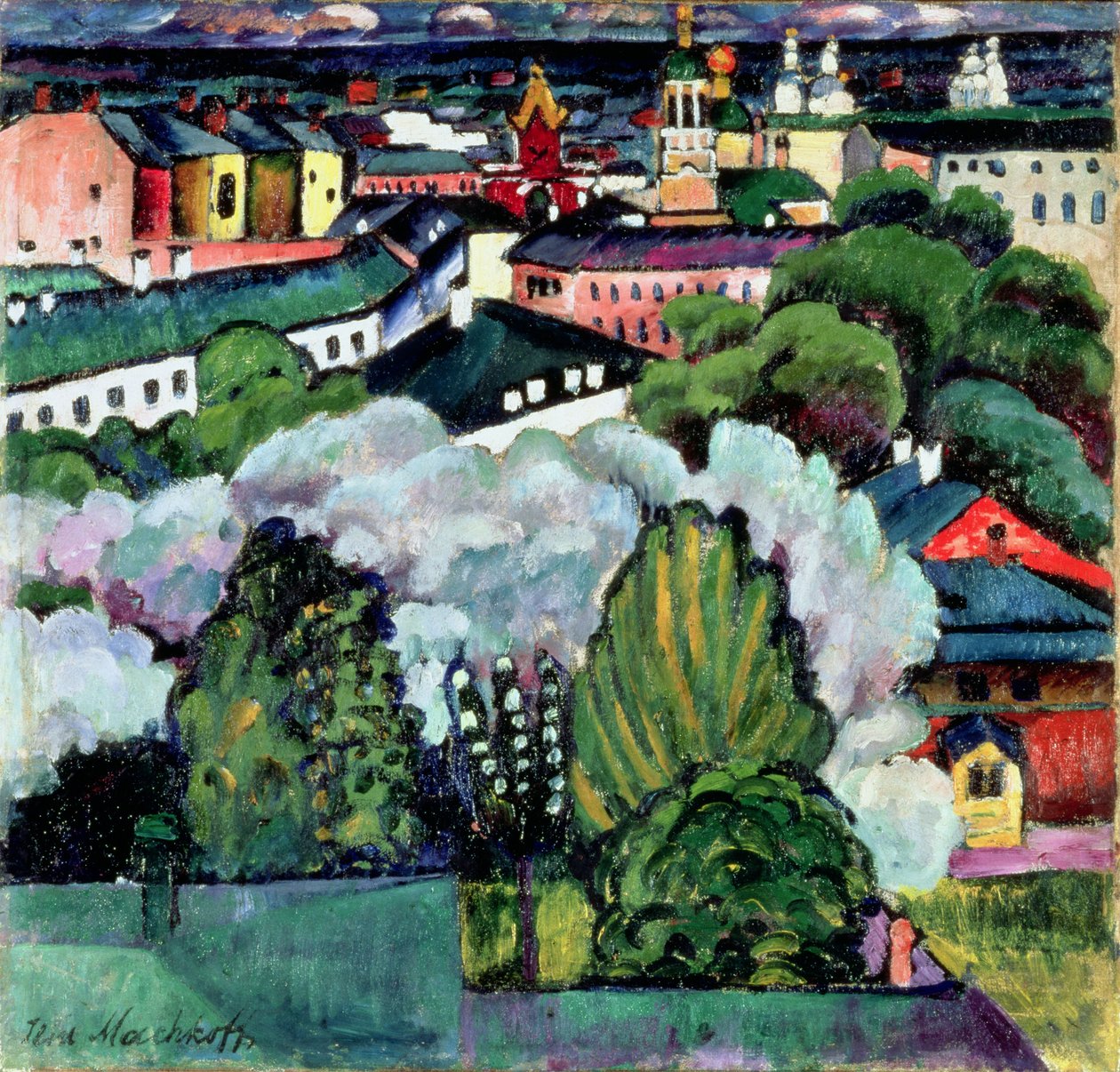 Stedelijk landschap door Ilya Ivanovich Mashkov