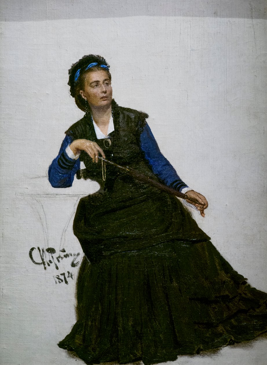 Dame die met haar paraplu speelt door Ilya Efimovich Repin