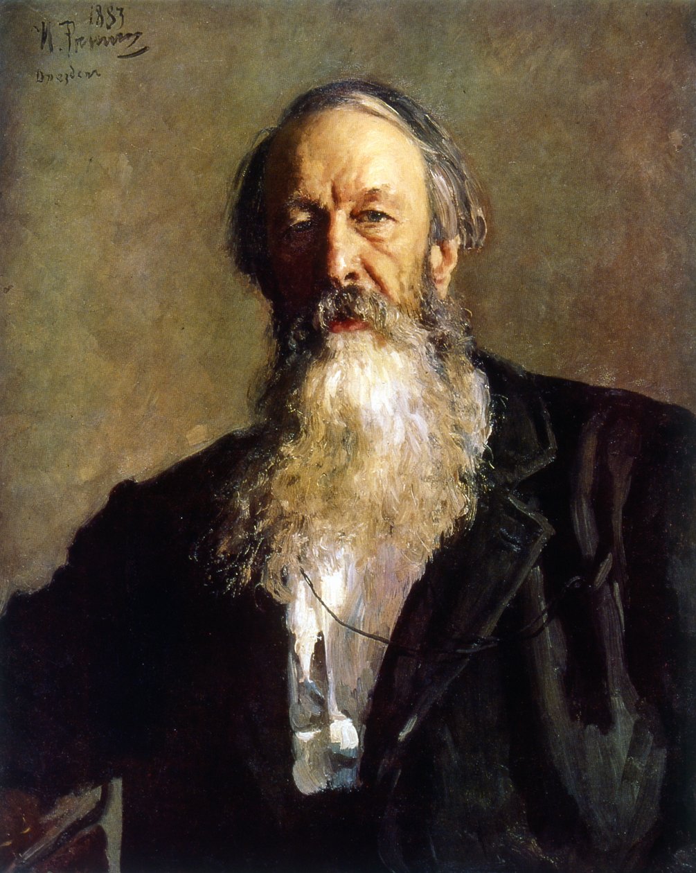 Portret van VV Stasov door Ilya Efimovich Repin