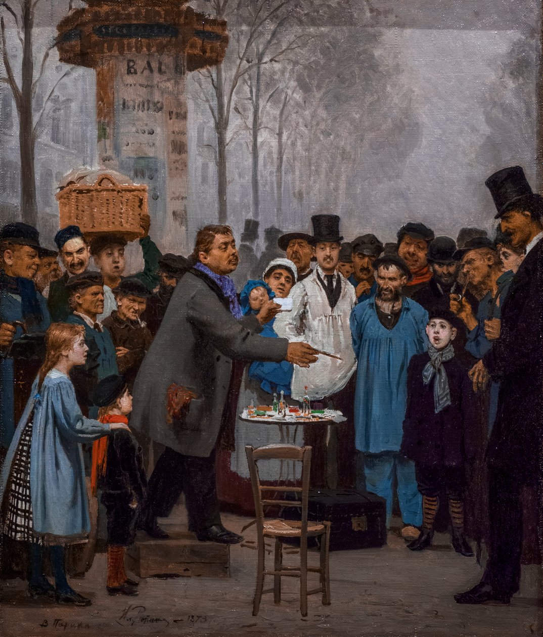 DE VERKOPER VAN NIEUWIGHEDEN IN PARIJS door Ilya Efimovich Repin