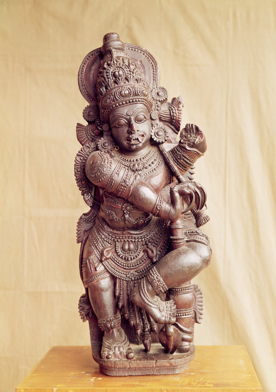 Durga, uit Zuid-India (hout) door Indian School