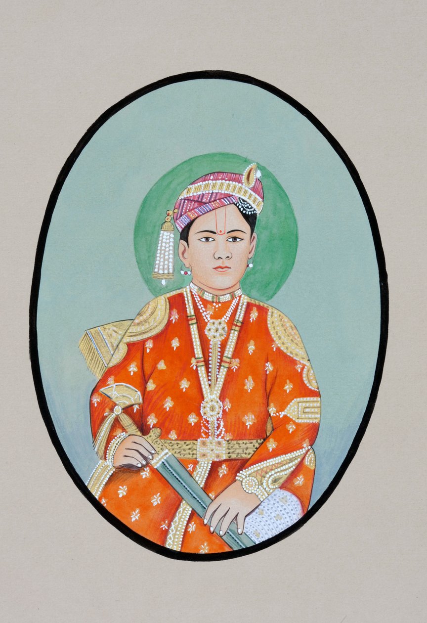 Miniatuurschilderij van Maharaja Ganga Singh Bikaner door Indian School