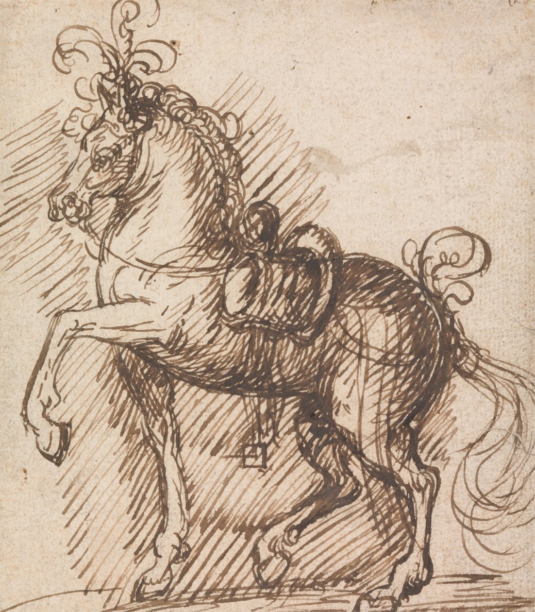 Een gepluimde zadelpaard door Inigo Jones