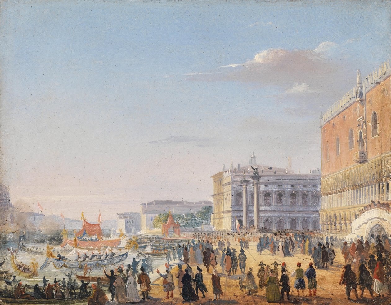 De aankomst van keizer Franz Joseph en keizerin Elisabeth van Oostenrijk in Venetië in 1856 door Ippolito Caffi