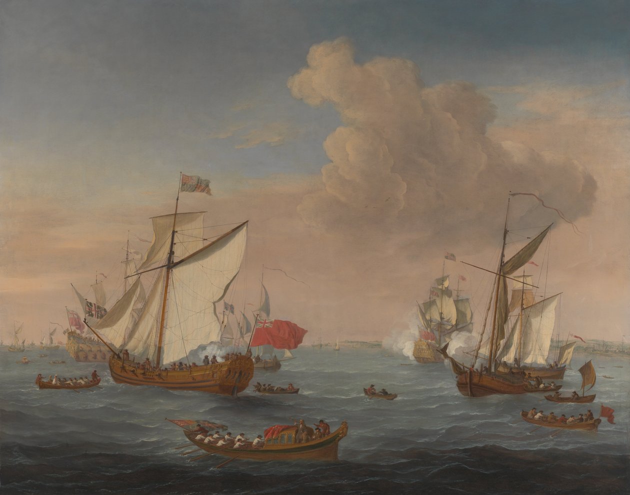 Schepen in de Thamesmonding bij Sheerness door Isaac Sailmaker
